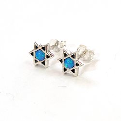 ES60011 STAR OF DAVID SILVER 925 OPAL STUD EARRING