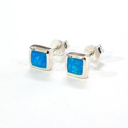 ES60012 SQUERE SILVER 925 OPAL STUD EARRING