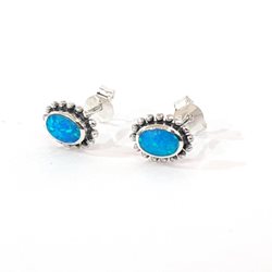 ES60014 OVAL SILVER 925 OPAL STUD EARRING