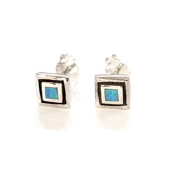 ES60019 SQUERE SILVER 925 OPAL STUD EARRING