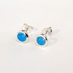 ES60021 ROUND SILVER 925 OPAL STUD EARRING