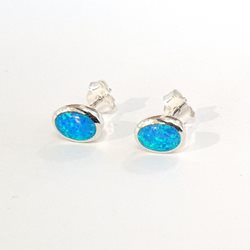 ES60024 OVAL SILVER 925 OPAL STUD EARRING