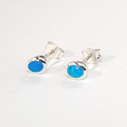 ES60026 OVAL SILVER 925 OPAL STUD EARRING